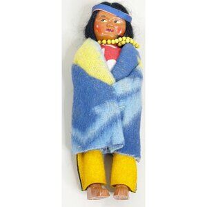 VTG Skookum 10" Art Native American Multicolor Wool Good Indian Doll GUC